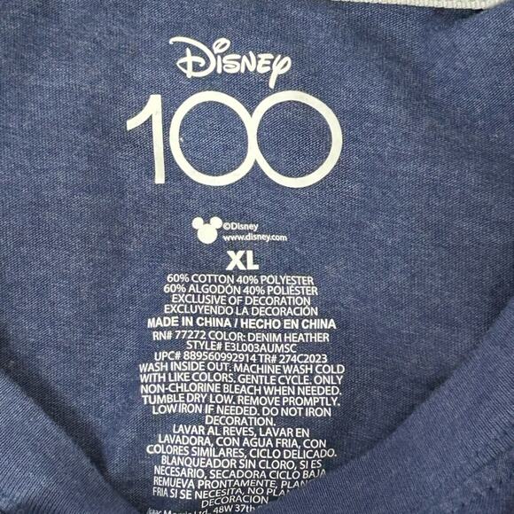 Disney Blue Holographic Front & Back Mickey Mouse 100 Year T-shirt Sz XL NWOT - Picture 7 of 8